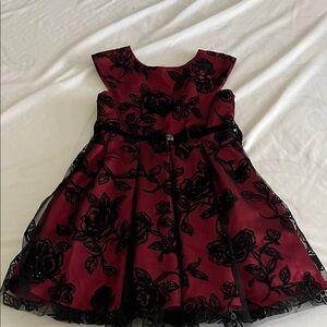 Elegant Black and Pink Floral Kids Dress girls size 7